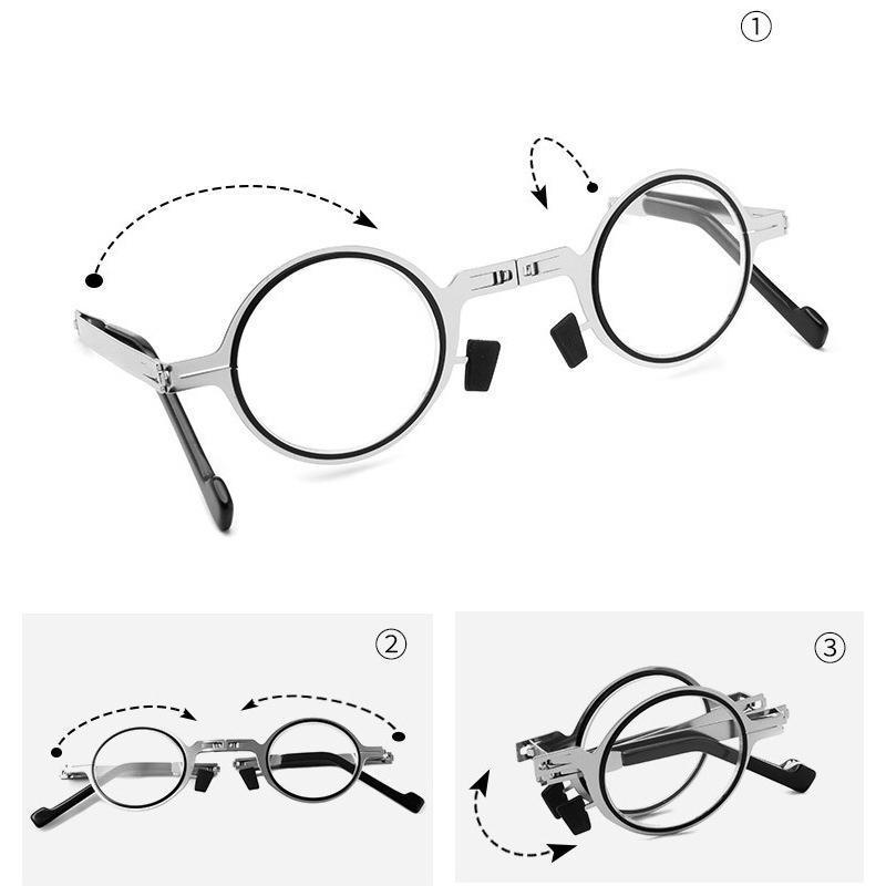 Foldable Reading Glasses with Blue Light Filter, Lightweight Titanium Frame, Silver, Spring Hinges, Compact Readers for Travel & Office | Lonoma