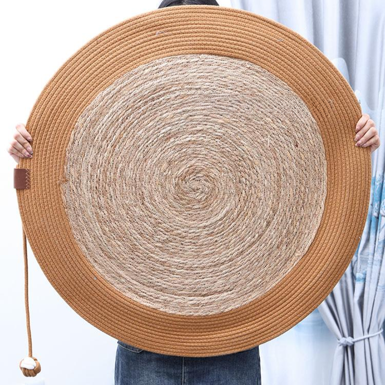 Cat Scratching Mat Natural Reed Woven Round 40cm 50cm 60cm 80cm Floor Scratcher Pad Furniture Protector Indoor | Koossa