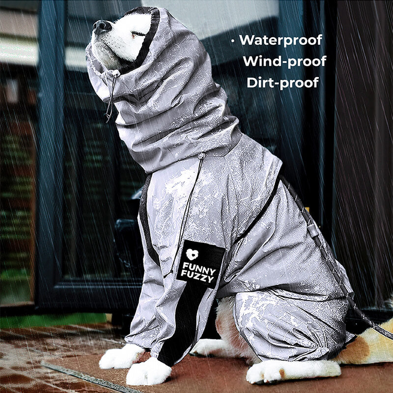 Dog Raincoat Reflective Waterproof Polyester All-Around Visibility Windproof UV Protection Adjustable Dog Jacket Coat | Koossa