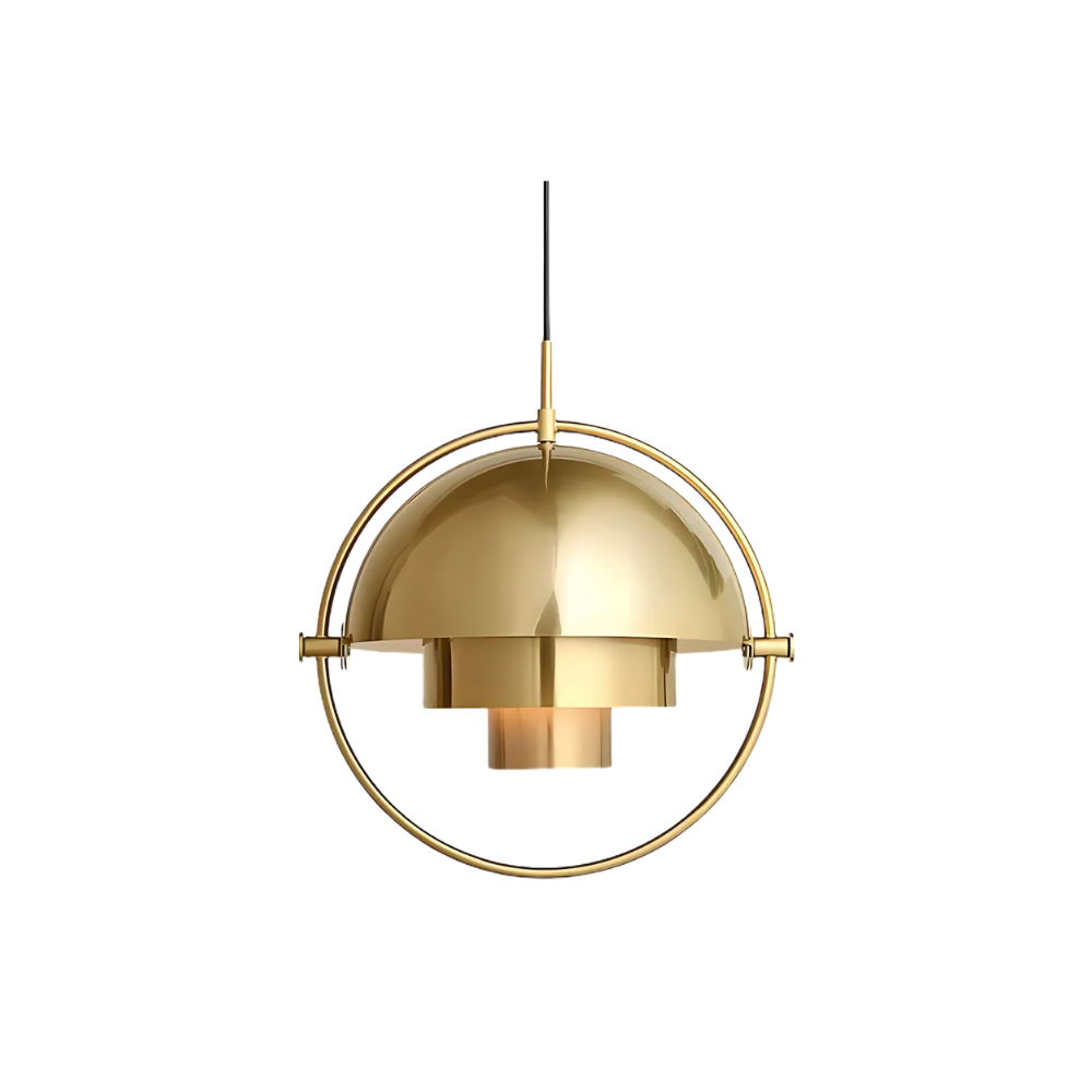 Luminaire suspendu orientable en acier bicolore laiton noir douille E27 ambiance nordique salle à manger | Koossa