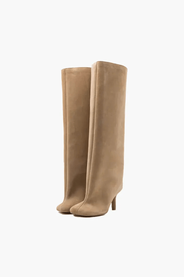 Over-the-Knee Suede Stiletto Boots for Elegant Occasions | Brown Pointed Toe High Heel Boots | Sophisticated Women's Footwear for Autumn and Winter | Koossa
