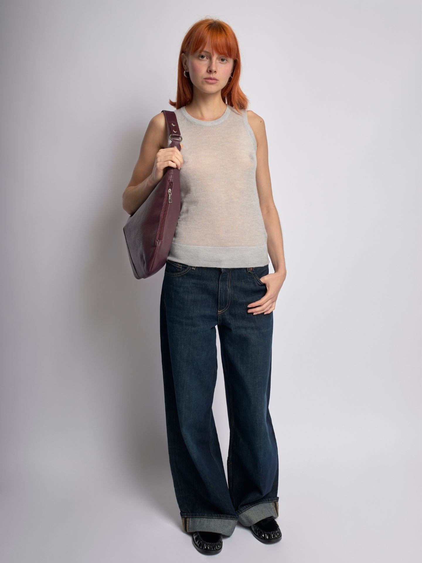 Slouchy Hobo Bag in Vegan Leather with Metal Ring Details – Spacious Everyday Shoulder Bag with Zip Compartments | Koossa