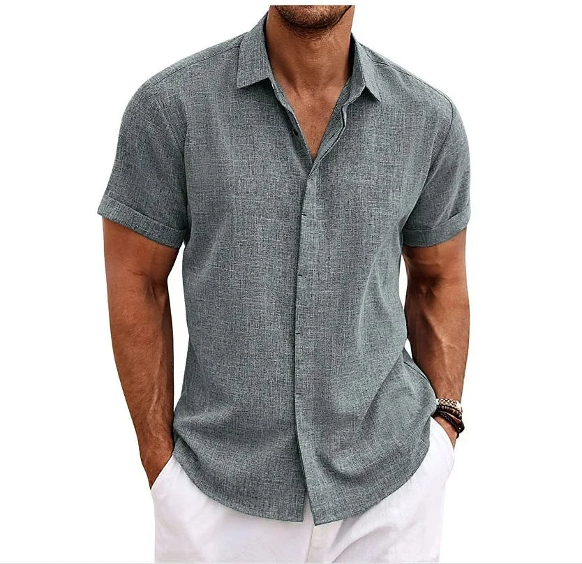 Men's Linen Short Sleeve Shirt — Relaxed Fit Summer Shirt for Casual Wear & Weekend Occasions | Koossa