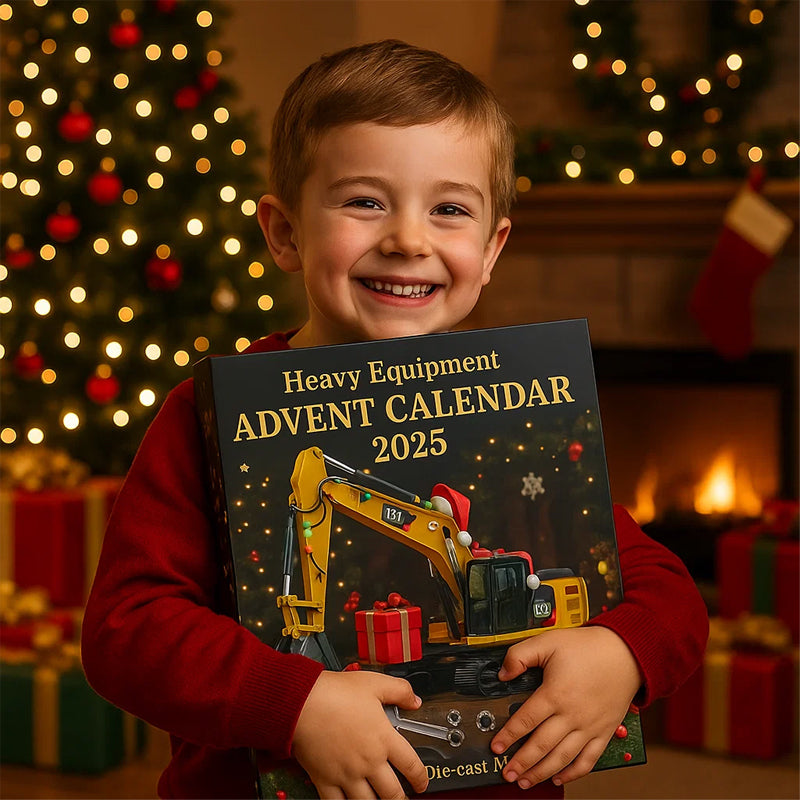 Construction Vehicle Advent Calendar 24 Metal Die-Cast Miniature Machines Excavator Crane Bulldozer Kids Holiday Countdown | Lonoma