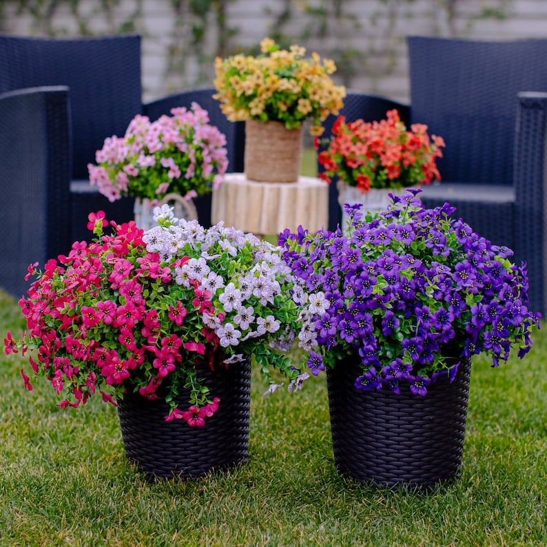 Fleurs Artificielles Résistantes UV Multicolores Décoration Permanente Intérieur Extérieur Jardin Terrasse | Koossa