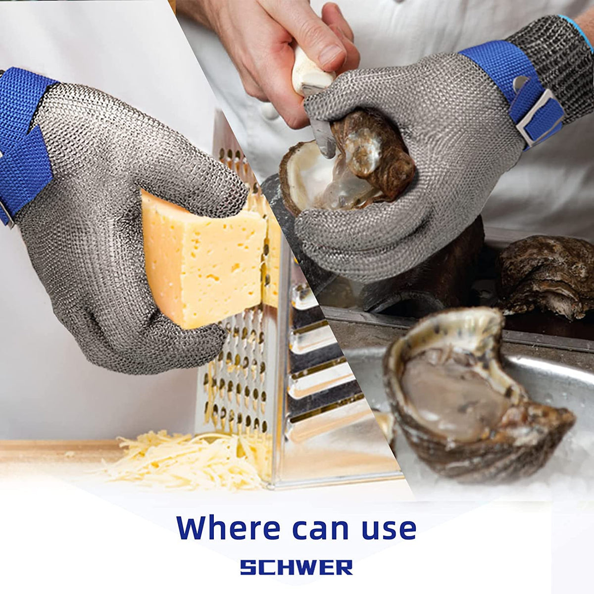 Cut Resistant Stainless Steel Mesh Glove, Food Safe Kitchen Safety Glove for Oyster Shucking, Fish Filleting & Meat Slicing | Lonoma