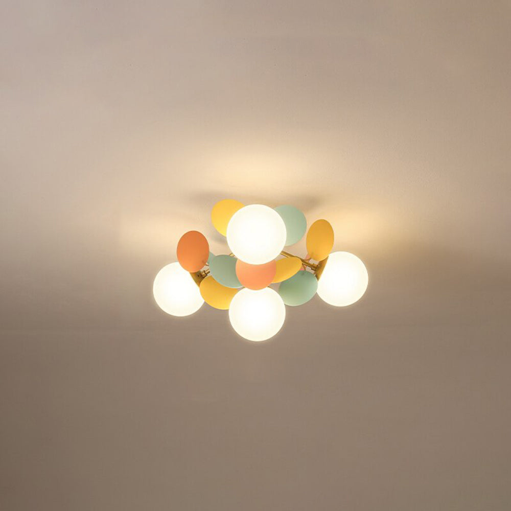 Floral Branch Ceiling Light Fixture Multi-Arm Glass Flower Chandelier Modern Botanical Flush Mount for Dining Room Bedroom Kitchen | Lonoma