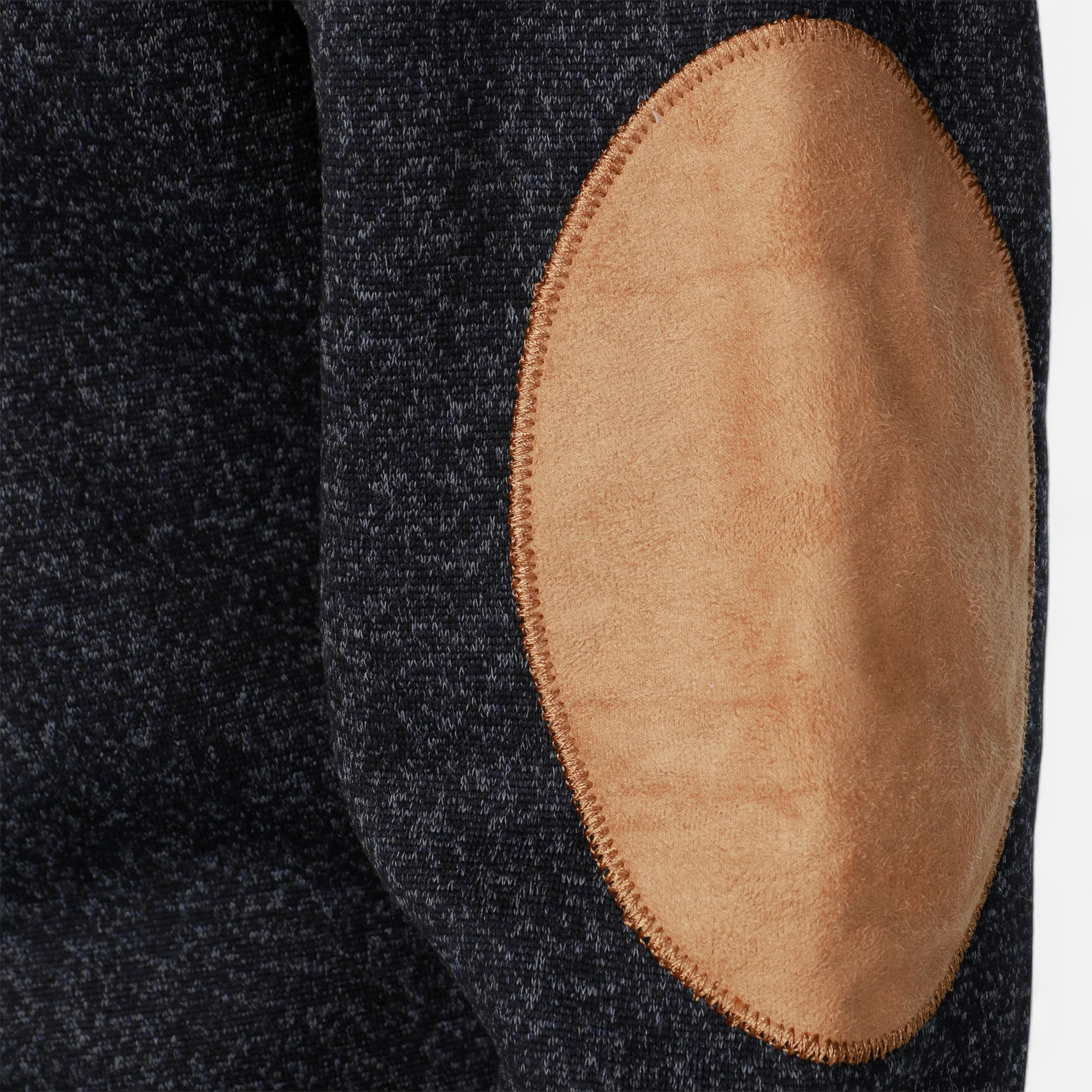 Stand-Collar Knitted Pullover with Elbow Patches in Nine Colours | Classic Half-Button Design for Office and Weekend | Warm Layering Jumper | Koossa