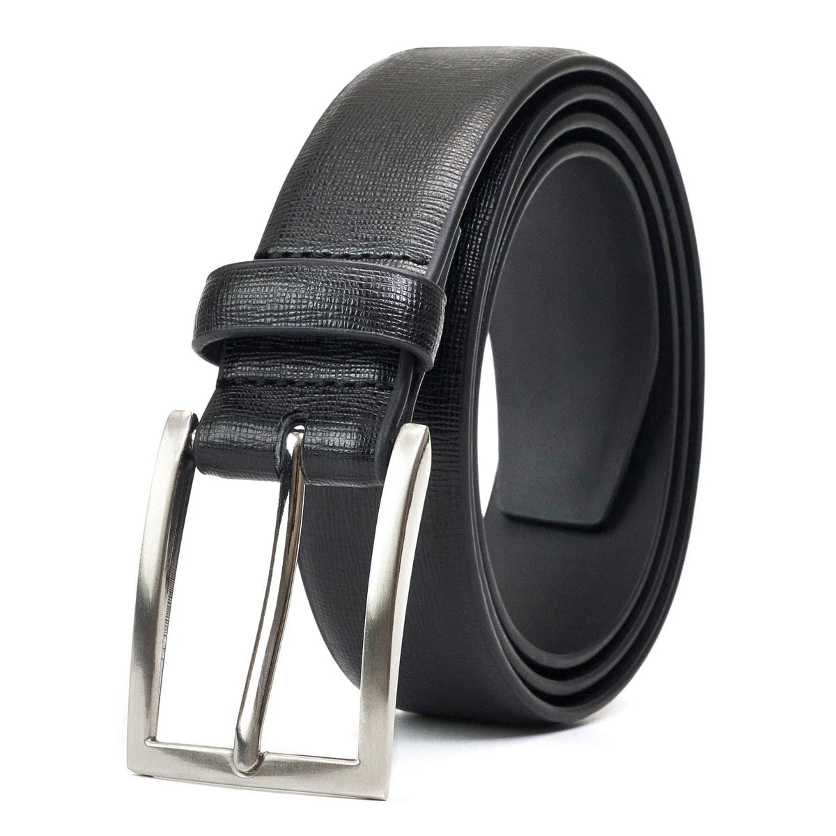 Genuine Leather Belt for Men & Women, Classic Pin Buckle Dress Belt, Black Brown Tan Navy, Business & Casual Jeans Belt | Lonoma