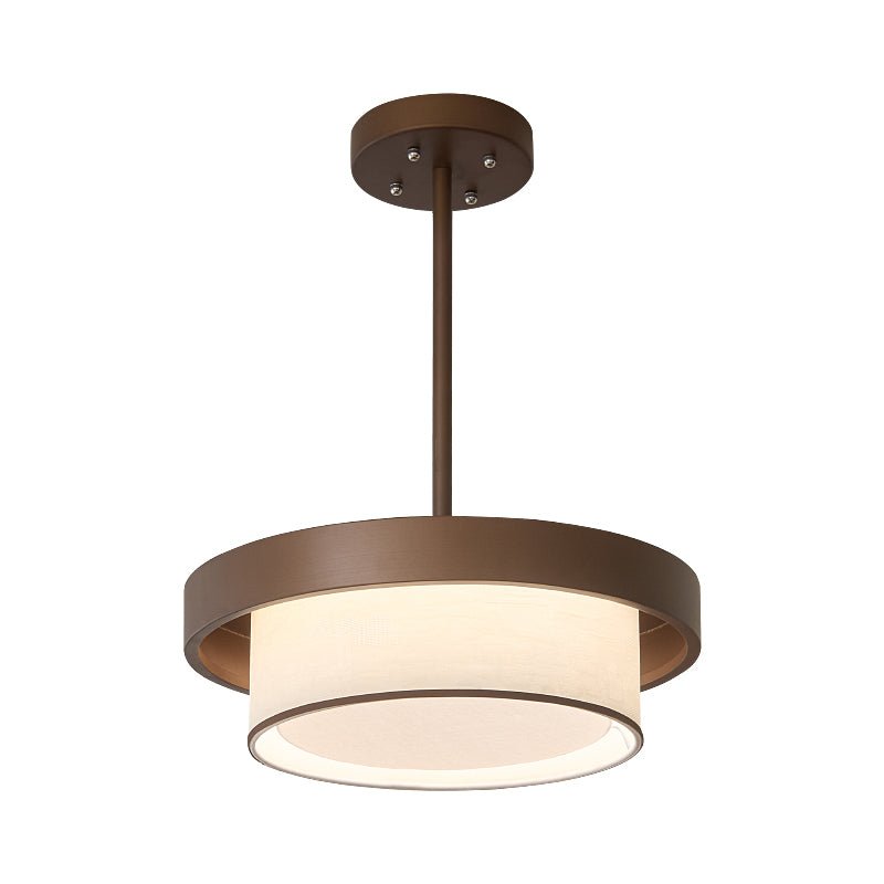 Layered Fabric Ring Pendant Light Bronze Frame LED Indoor Ceiling Fixture for Dining Entryway | Lonoma