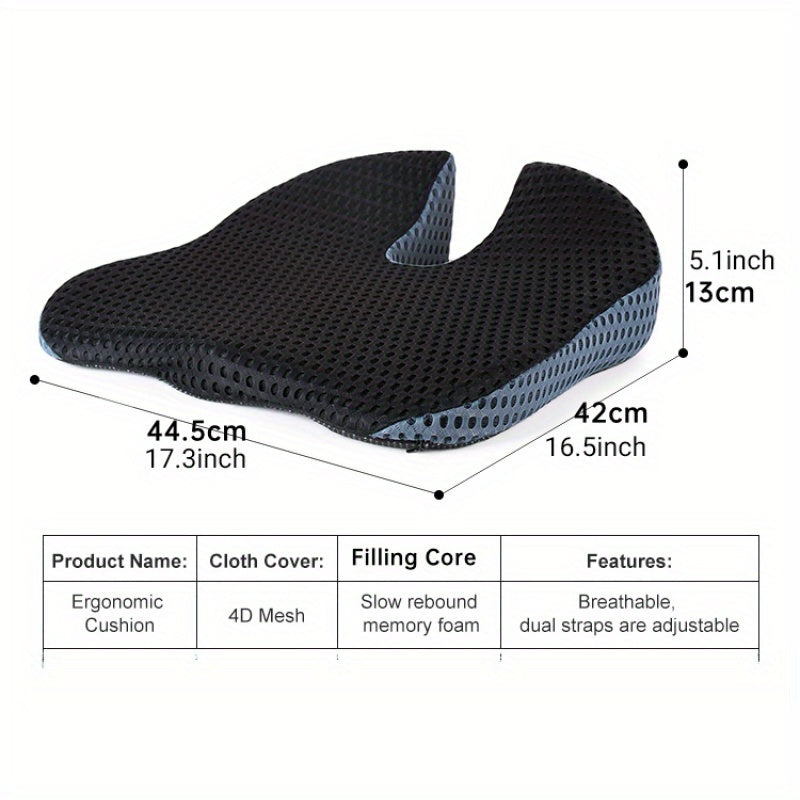 Memory Foam Car Seat Cushion for Tailbone Relief, Contoured Wedge Seat Pad for Long Drives, Office Chair, Posture Support | Lonoma