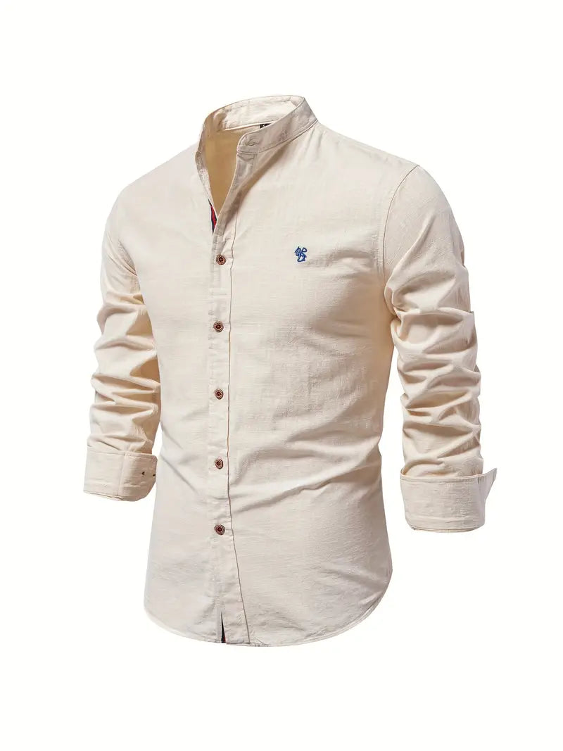 Men's Slim Fit Long Sleeve Shirt in Cotton Blend | Classic Tailored Collar | Smart Casual Workwear | Koossa