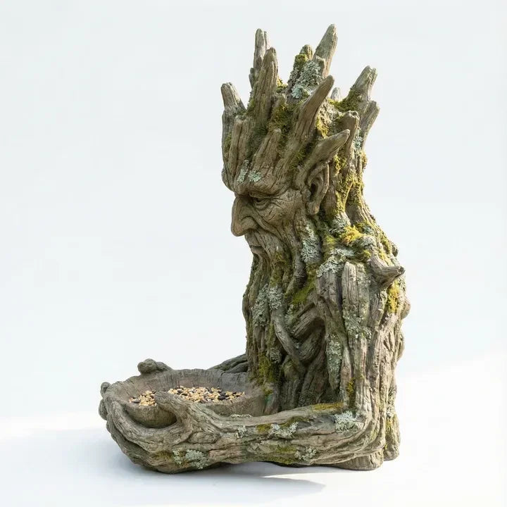Mangeoire murale visage d'arbre en résine pour oiseaux sauvages décoration jardin extérieur sculpture nature | Koossa