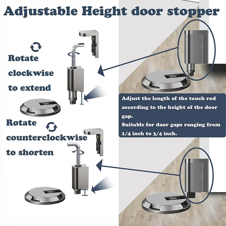 Floor-Mount Door Stopper with Push-Lock Release, Zinc Alloy Door Holder for Bedroom, Office, Hallway, Living Room Doors | Lonoma