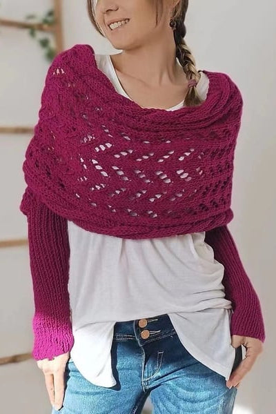 Women's Off-Shoulder Knit Shrug — Open-Weave Layering Wrap for Autumn & Winter Casual Elegance | Koossa
