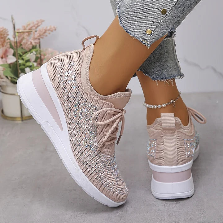 Women's Ergonomic Lace-Up Trainers in Premium Canvas with Cushioned Sole for All-Day Comfort | Koossa