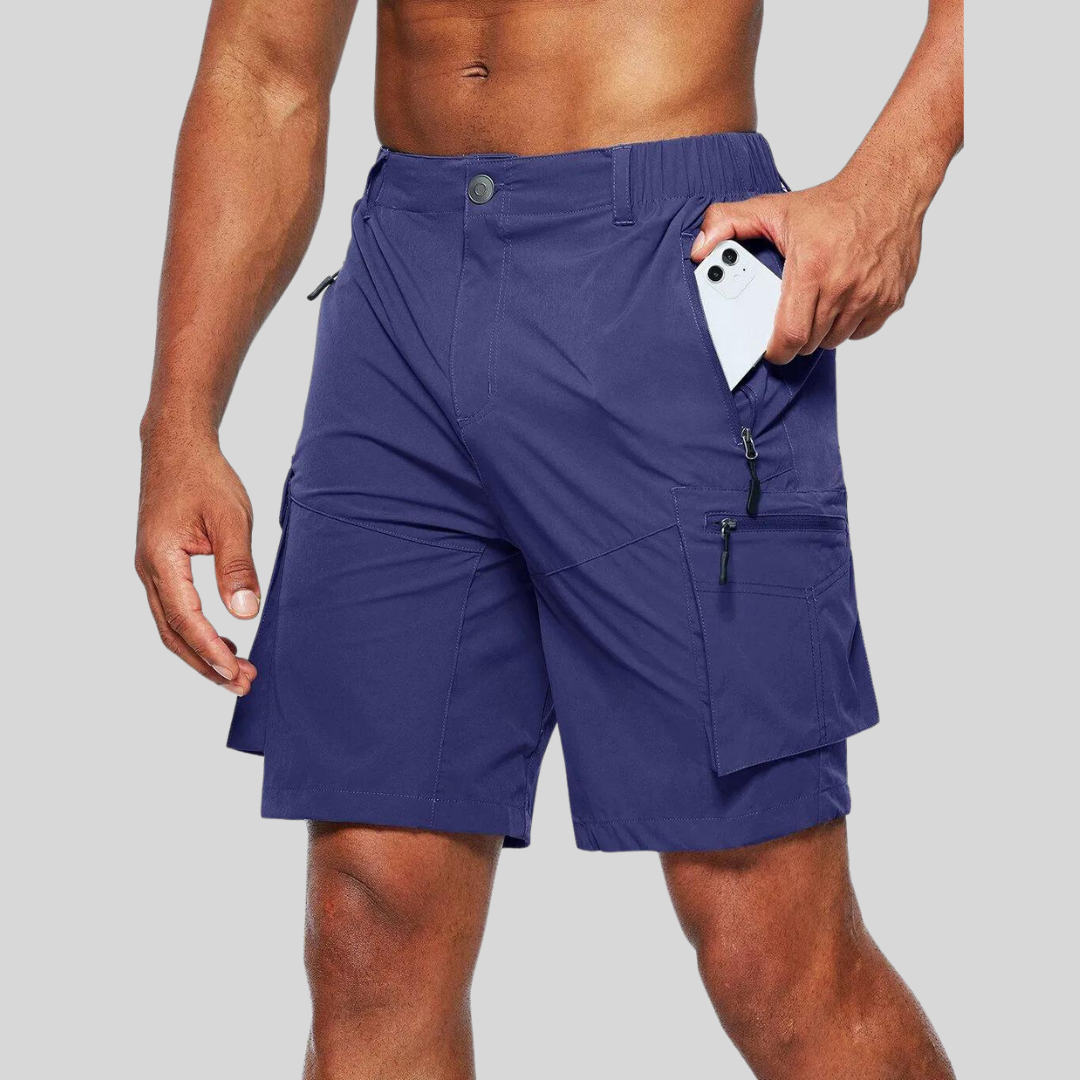 Men's Cargo Shorts with Zip Pockets Grey Black Khaki Relaxed Fit Casual Summer Wear | Koossa