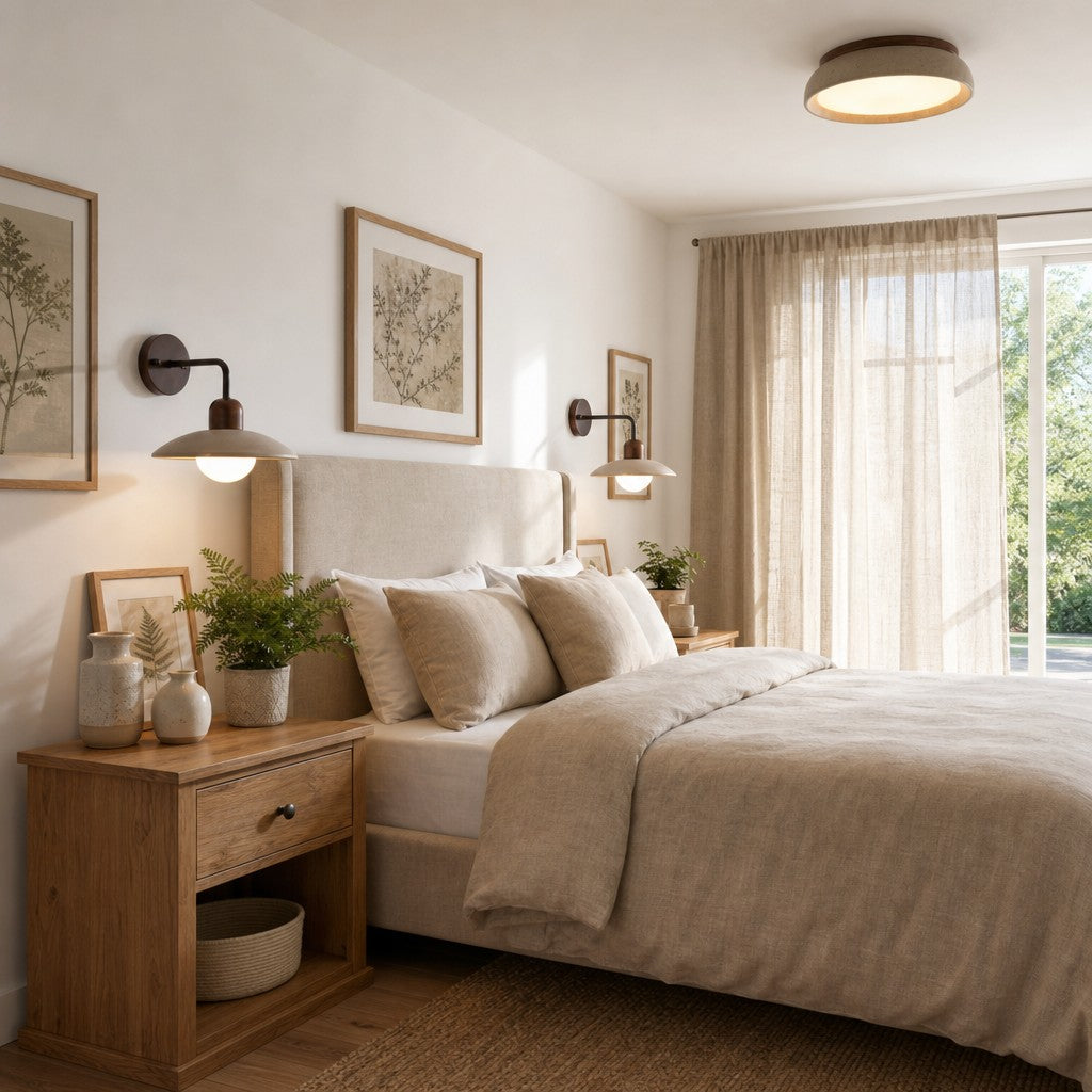 Plafonnier Sculpture Pierre de Travertin Beige Naturel 30 cm 43 cm Lumière Douce Scandinave Ambiance Chaleureuse | Koossa
