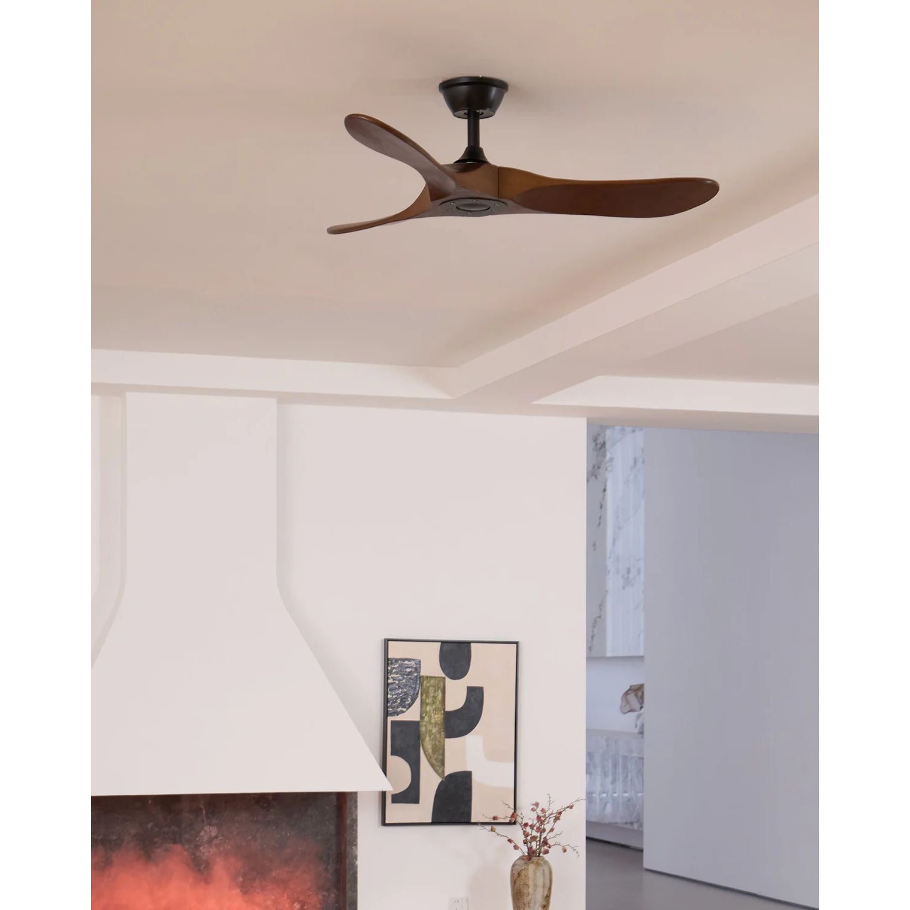 Ventilateur de Plafond Bois Naturel 6 Vitesses Silencieux Design Moderne Salon Chambre Circulation Air | Koossa