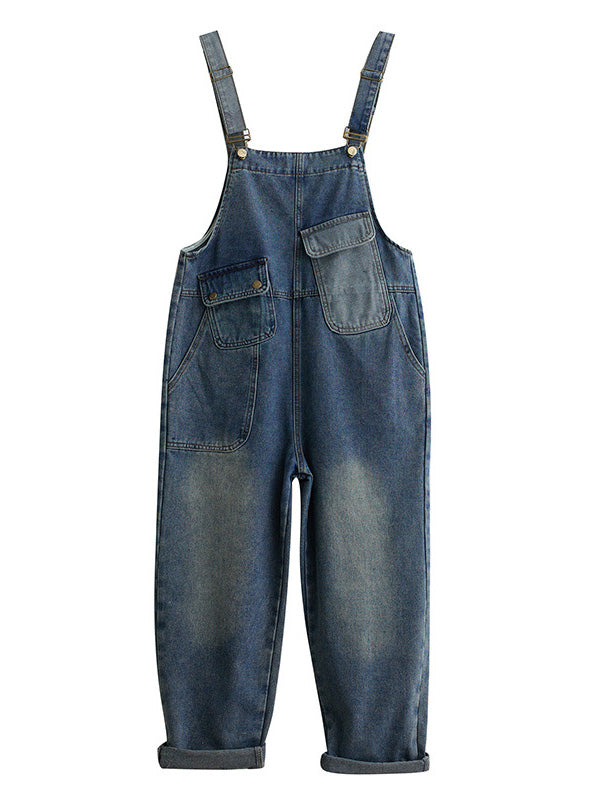Women's Relaxed Denim Jumpsuit with Adjustable Straps — Casual All-in-One Outfit for Everyday Wear & Weekend Style | Koossa