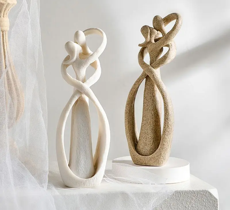 Sculpture abstraite en grès naturel – Forme organique évoquant l'union et la douceur pour intérieur moderne | Koossa