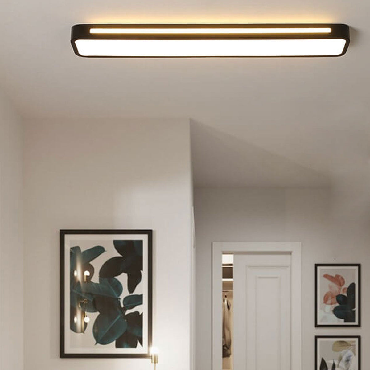 Low-Profile LED Flush Mount Ceiling Light, 19-31 in Black or White Acrylic, Modern Hardwired Fixture for Bedroom, Hallway & Entryway | Lonoma
