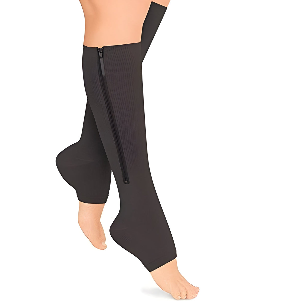 Open-Toe Compression Socks with Zipper, Knee High 20-30 mmHg Firm Support Stockings for Women and Men, Standing, Travel, Work | Lonoma