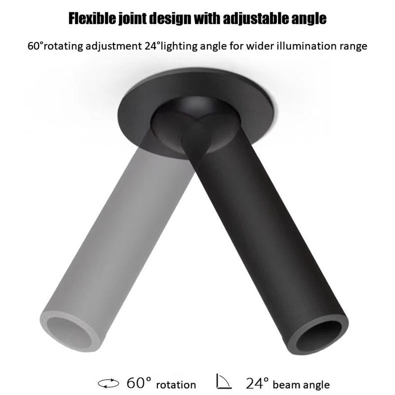 Spot LED cylindrique encastré 7 W aluminium noir blanc nickel 12–32 cm éclairage directionnel intérieur | Koossa