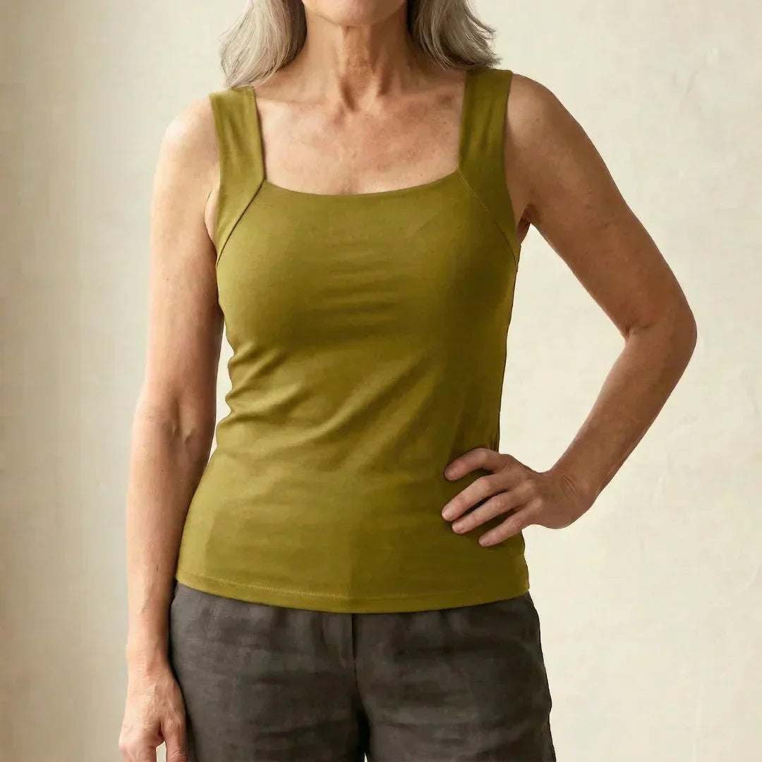 Built-In Support Camisole Top with Integral Bra in Stretch Jersey for Effortless Everyday Layering and Standalone Comfort | Koossa