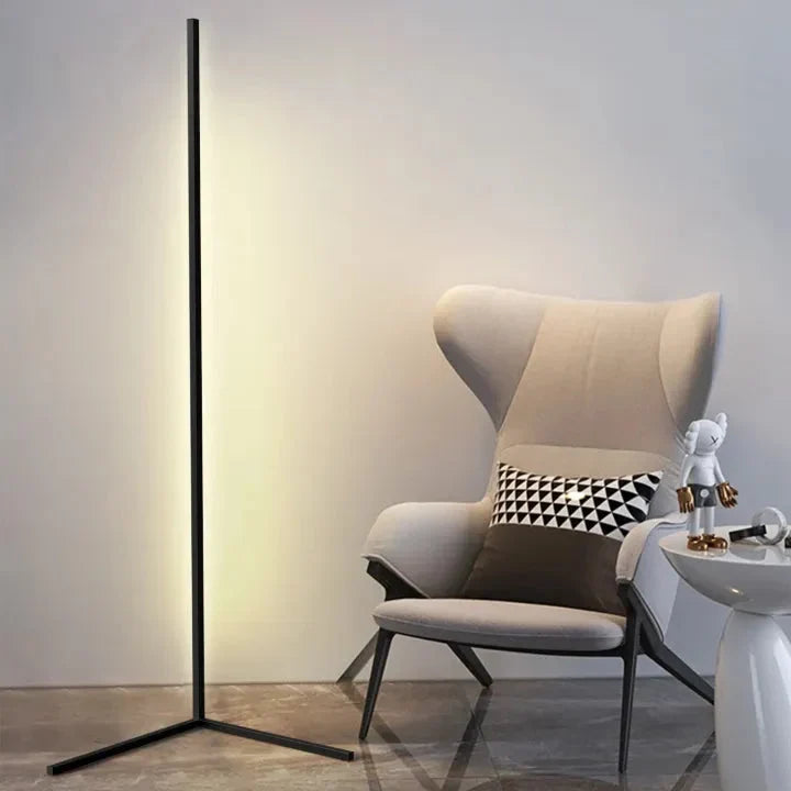 Dimmable LED Corner Floor Lamp, 56 in Tall, 3 Color Temperatures, Black or White – Modern Standing Light for Living Room, Bedroom & Office | Lonoma