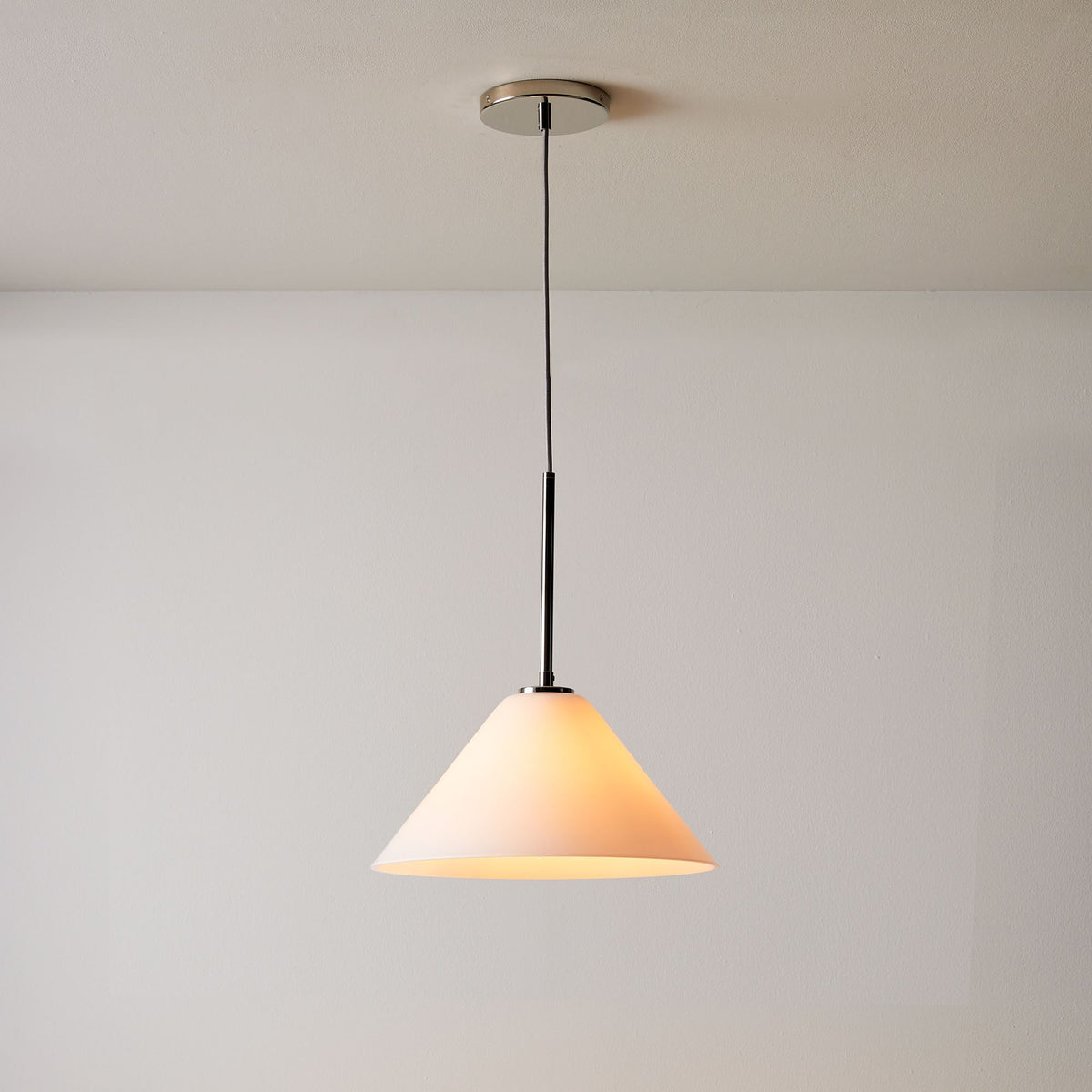 Tapered Glass Hanging Fixture with Metal Canopy – E26 Socket – Dimmable for Dining Room, Island, Entryway | Lonoma