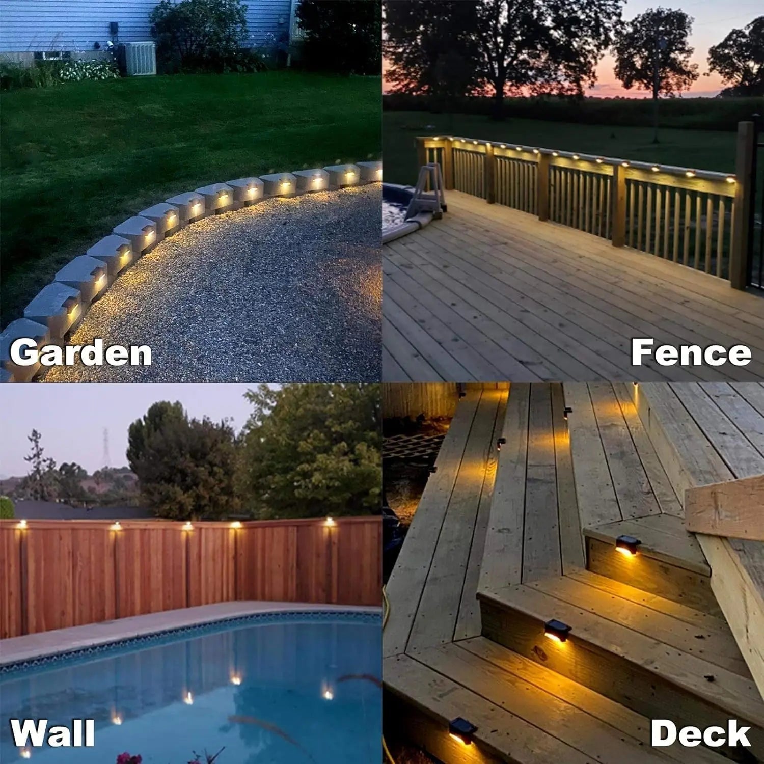 Appliques solaires extérieur lot de 4 détecteur de mouvement IP65 blanc chaud sans fil terrasse jardin | Koossa