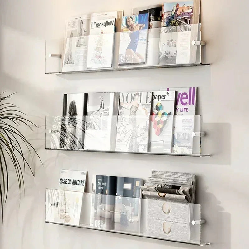 Floating Wall Shelf Magazine Rack, PVC Wall Mounted Book Display in Assorted Colors for Living Room, Office, Nursery & Kids Room | Lonoma