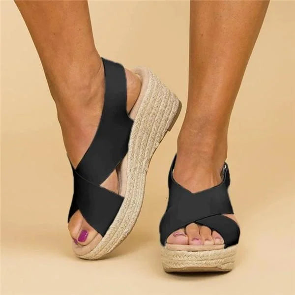 Women's Wedge Espadrilles — Comfortable Summer Sandals with Elastic Straps for All-Day Wear | Koossa