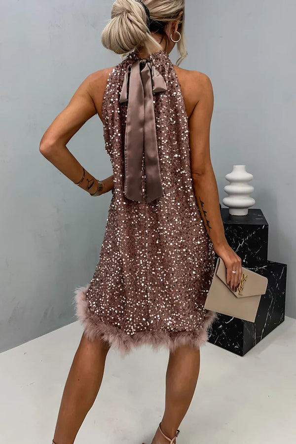 Women's Halterneck Mini Dress — Elegant Evening Dress for Summer Parties & Special Occasions | Koossa