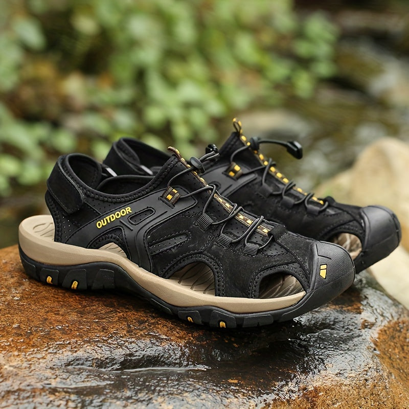 Men's Leather Fisherman Sandals, Closed Toe Breathable Summer Sandals for Walking, Hiking, Beach & Casual Outdoor Wear | Lonoma
