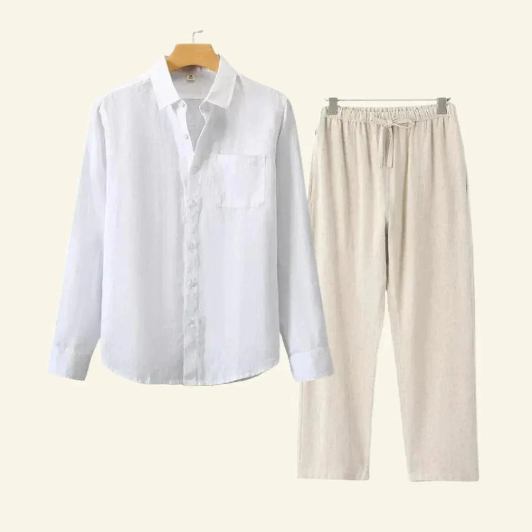 Men's Short-Sleeved Shirt and Trousers Separates Set — Classic Coordinates for Smart Casual Occasions | Koossa