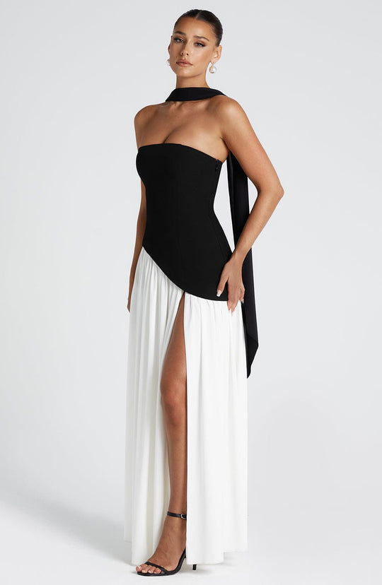 Women's Backless Maxi Dress with Delicate Straps — Elegant Evening Dress for Summer Occasions & Special Events | Koossa