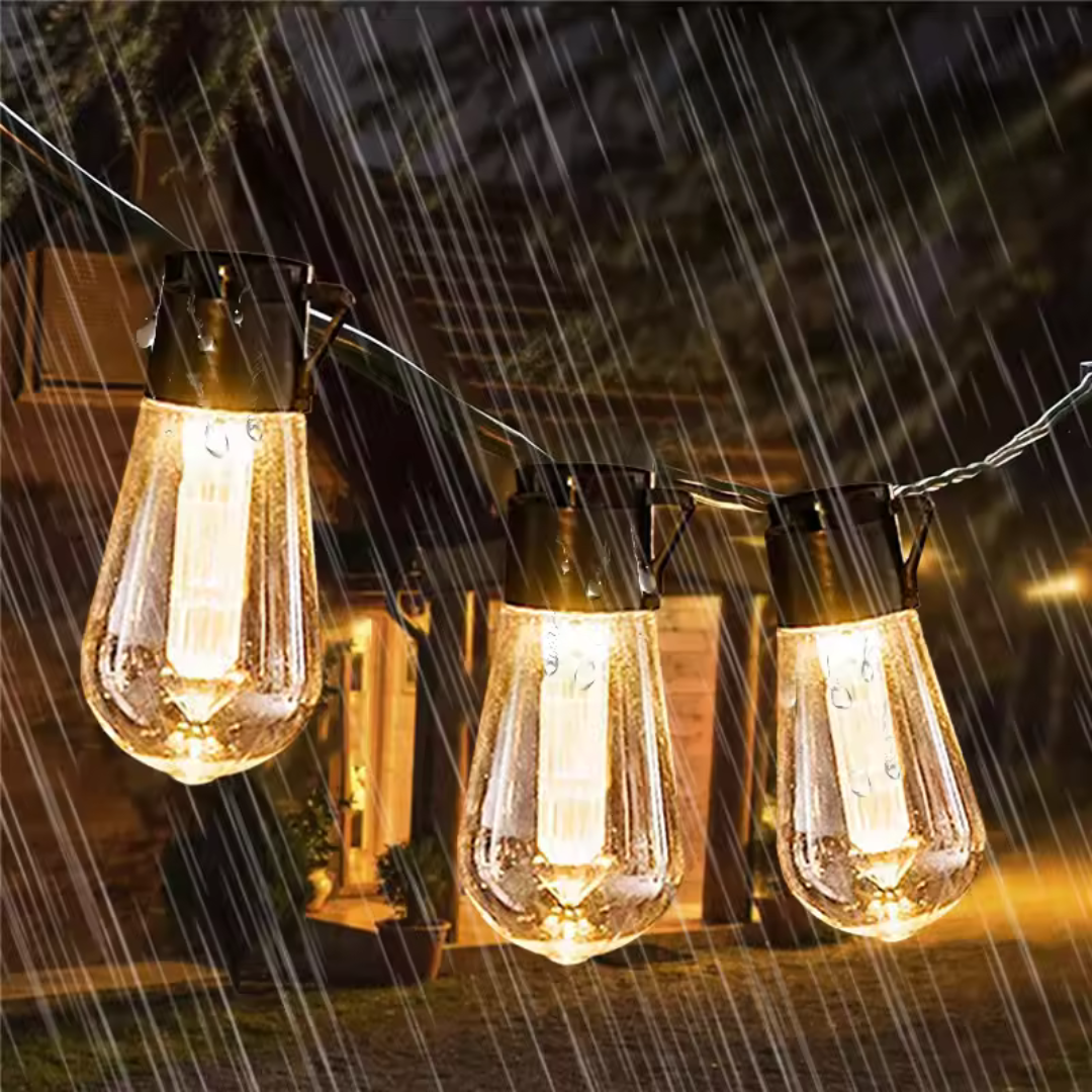 Guirlande lumineuse solaire LED 5-10 m extérieur étanche pour jardin camping terrasse style vintage Edison | Koossa