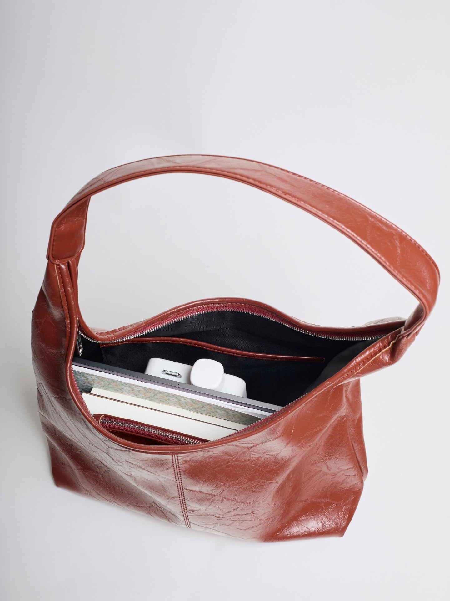 Soft Leather-Effect Tote Bag in Black with Matching Pouch | Spacious Everyday Shoulder Bag with Compartments | Koossa
