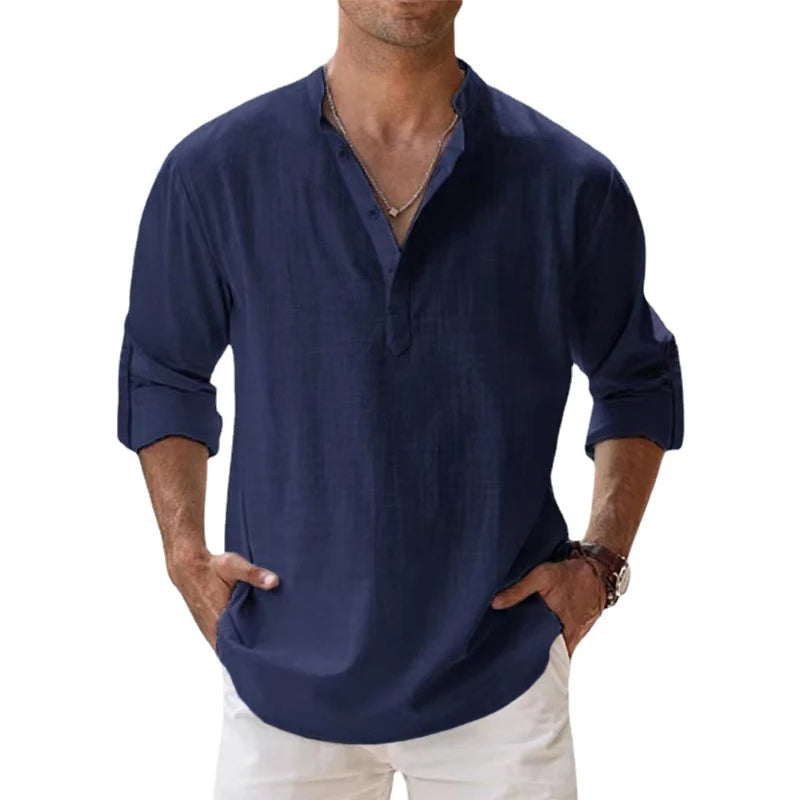 Men's Long-Sleeve Shirt in Classic Colours — Relaxed Fit Everyday Shirt for Spring & Summer Wear | Koossa