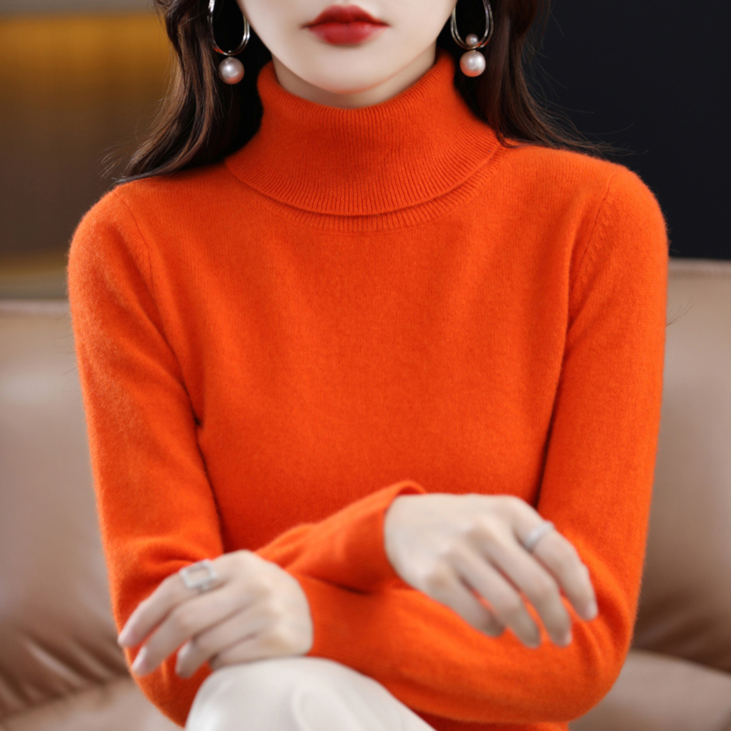 Women's Luxurious Rollneck Jumper — Classic Turtleneck Pullover for Autumn & Winter | Koossa