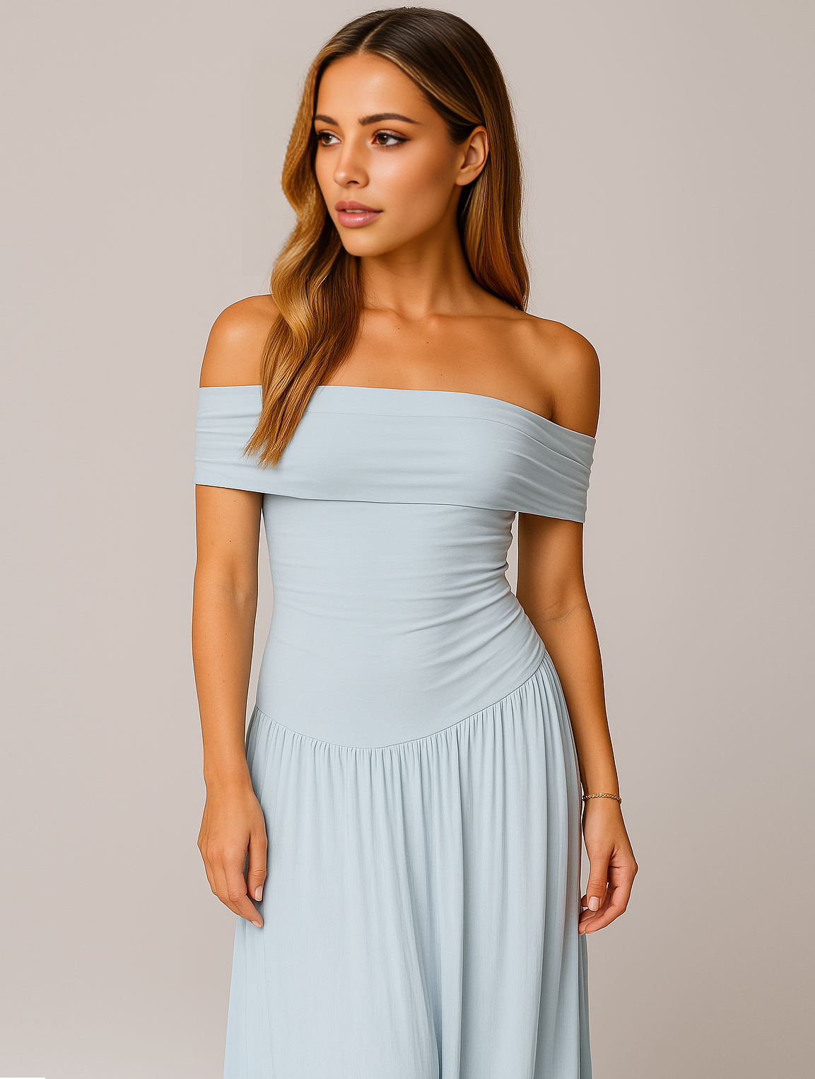 Women's Elegant Pleated Maxi Dress in Luxe Fabric for Special Occasions Weddings Receptions Evening Celebrations Formal Events | Koossa