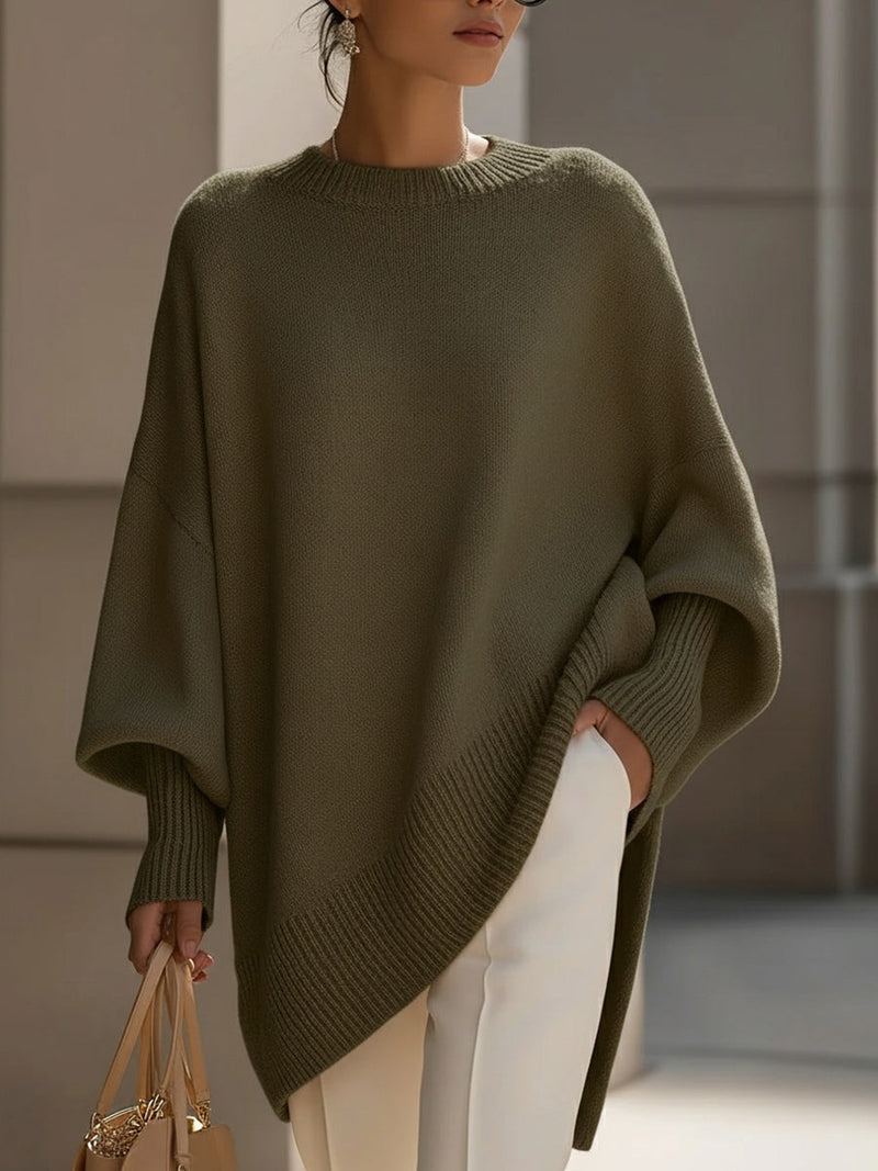 Women's Oversized Round Neck Knitted Jumper — Relaxed Fit Pullover for Everyday Elegance & Casual Autumn Layering | Koossa