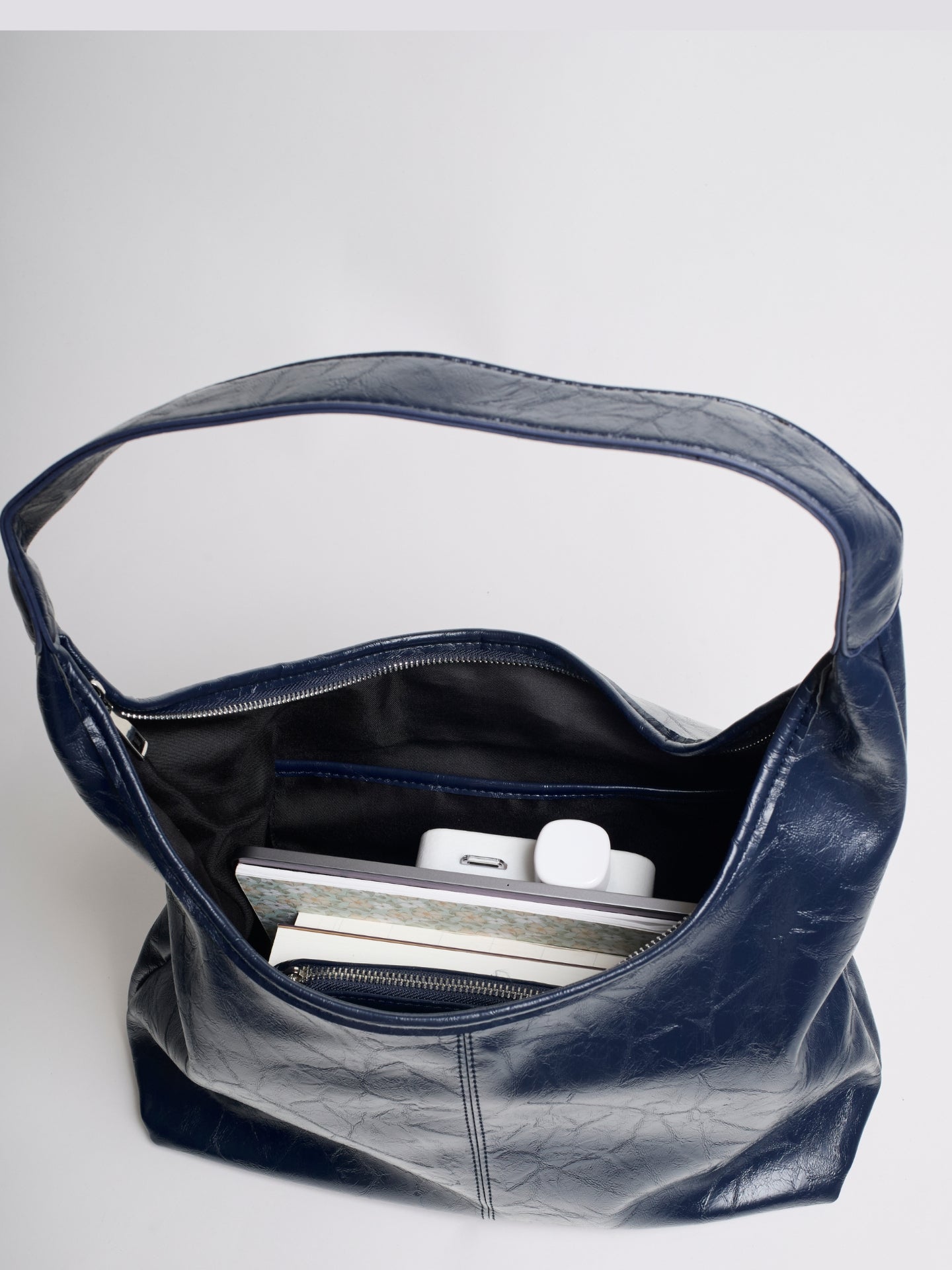 Soft Leather-Effect Tote Bag in Black with Matching Pouch | Spacious Everyday Shoulder Bag with Compartments | Koossa