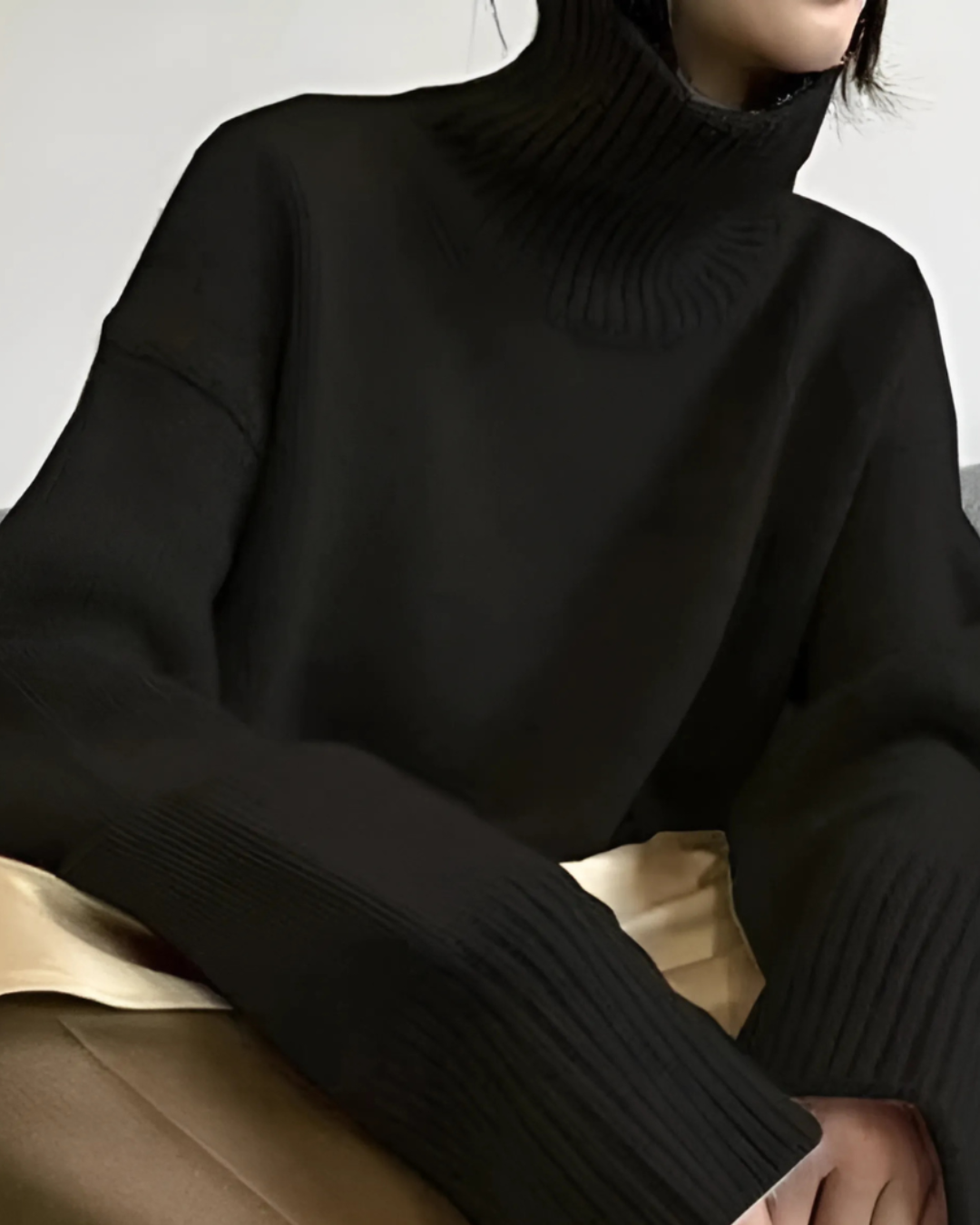 Women's Relaxed-Fit Turtleneck Jumper in Soft Knit | Everyday Layering Piece for Spring and Autumn | Koossa