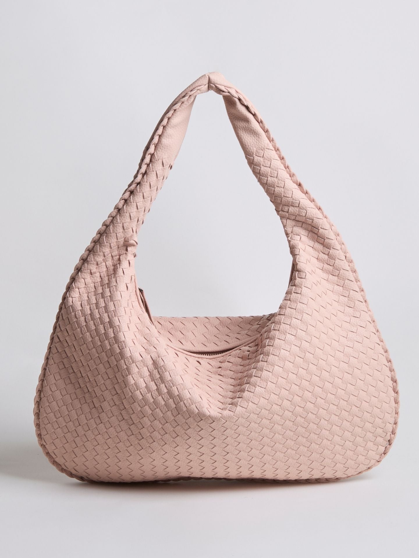 Woven Leather Hobo Bag with Soft Structure in Black, Wine Red, Sage Green & More | Koossa