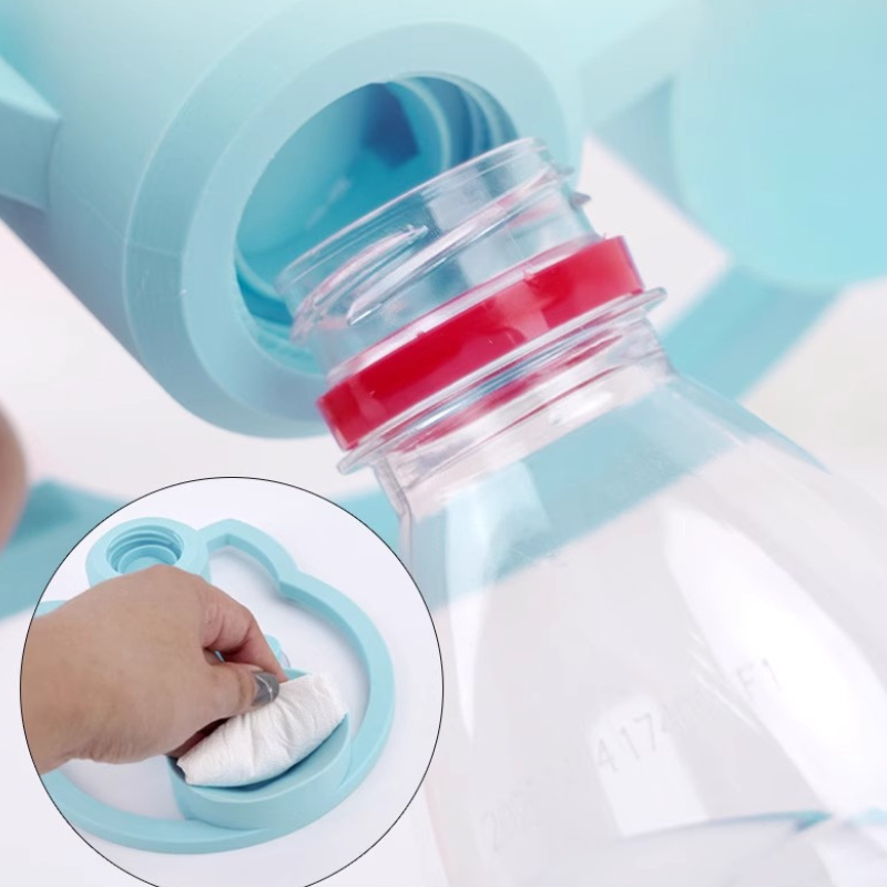 Pet Water Dispenser Bottle Adapter Gravity Auto Refill Cat Dog Drinking Station No-Spill Indoor Blue Pink | Koossa