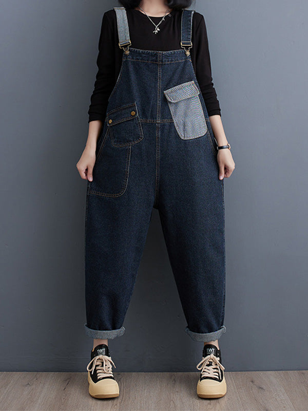Women's Relaxed Denim Jumpsuit with Adjustable Straps — Casual All-in-One Outfit for Everyday Wear & Weekend Style | Koossa