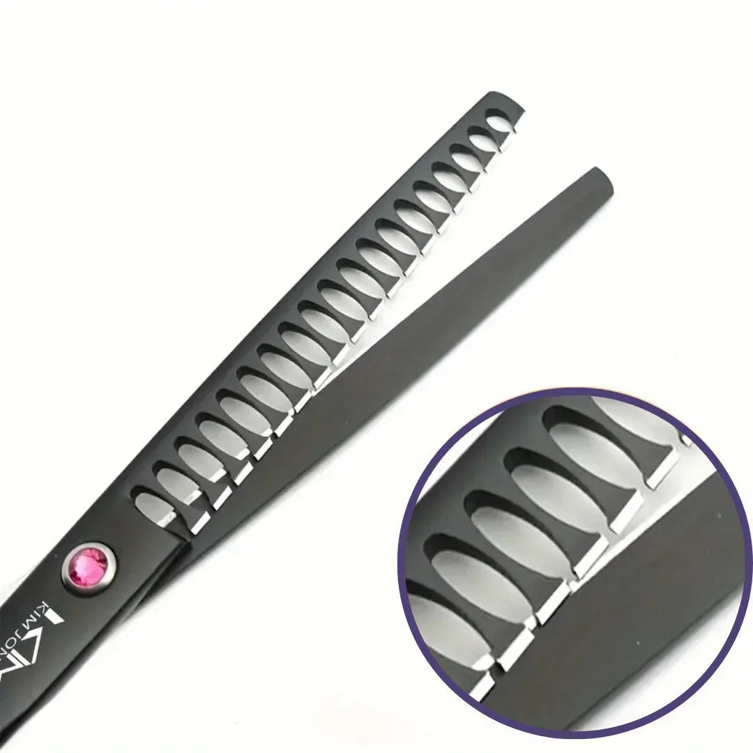 Dog Grooming Scissors Set 4 Piece Professional Trimming Kit Curved Straight Thinning Stainless Steel Ergonomic Safety Case | Koossa